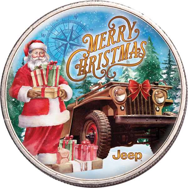 Colorized Jeep Christmas Santa Eisenhower Dollar