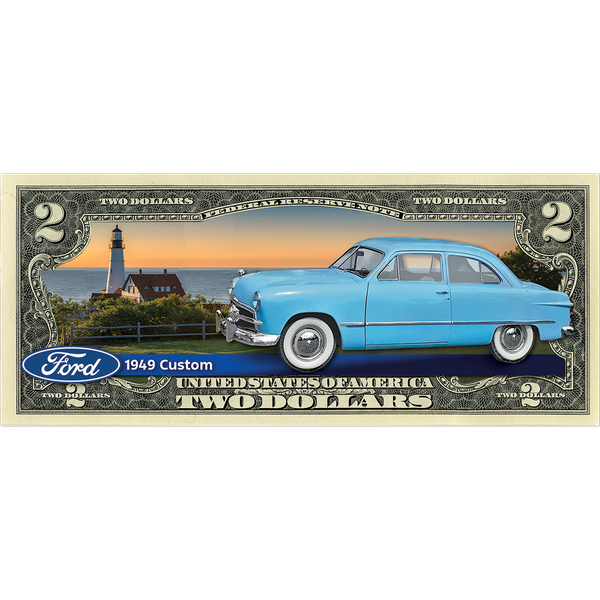 1949 Ford Custom Colorized $2 Note