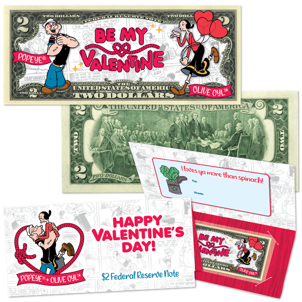 Popeye® & Olive Oyl™ $2 Colorized Note in Card Holder