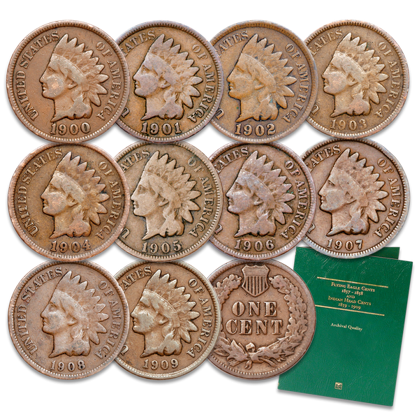 1900-1909 Indian Head Cent Set with Folder