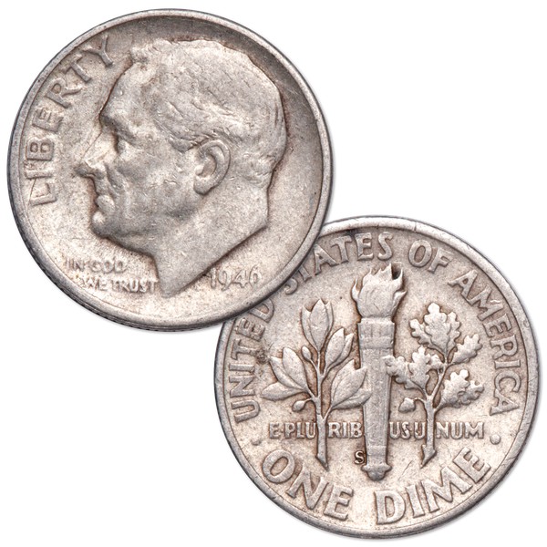 1946-1964 Complete Silver Roosevelt Dime Year Set with Album