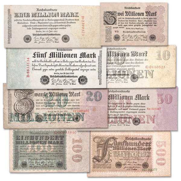 1923 German Hyperinflation Note Set