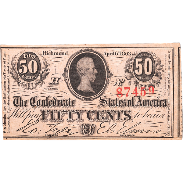 1863 50¢ Confederate Note