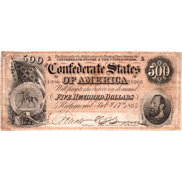 1864 $500 Confederate Note