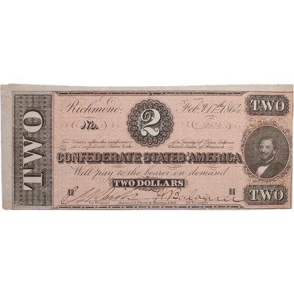 1864 $2 Confederate Note