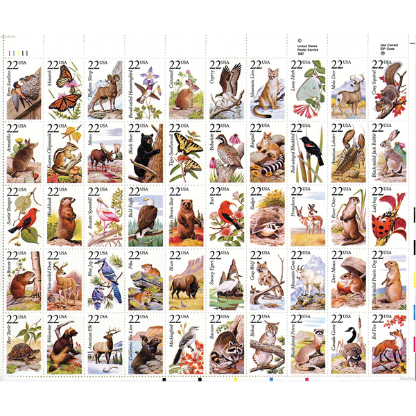 1987 North American Wildlife Stamp Sheet