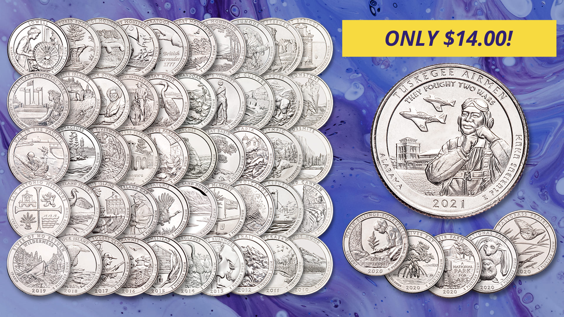 Complete National Park Quarter Set Only $14.00!