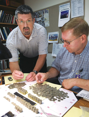 [photo: LCC buyers Ken and Jim with nickel three-cent piece hoard]