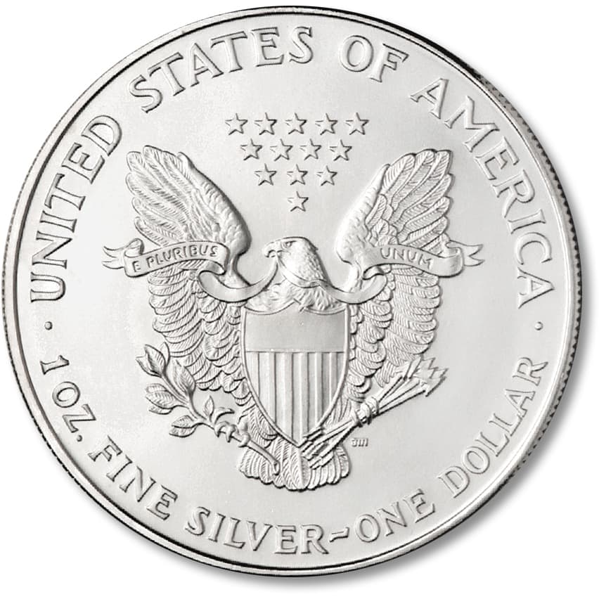 Silver American Eagle Type 1 reverse - Heraldic Eagle