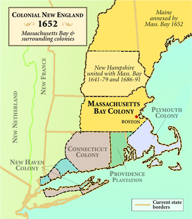 [map: Colonial New England, 1652]