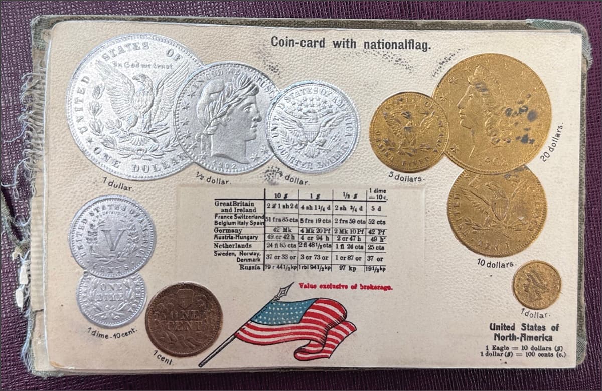 1908 postcard album: USA card