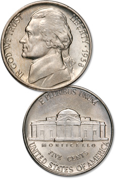 [photo: 1938 Jefferson Nickel]