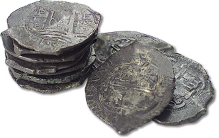 Spanish 8 reales, also known as "Pieces of Eight"