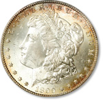 Many of the Morgan dollars in the Continental-Illinois National Bank Hoard exhibited spectacular luster and beautiful rainbow toning