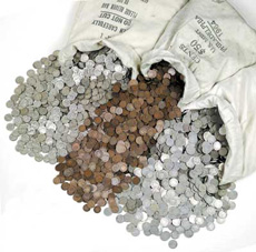 bags of coins from the Midwest Megahoard