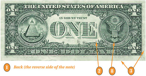 Back (the reverse side of the note)