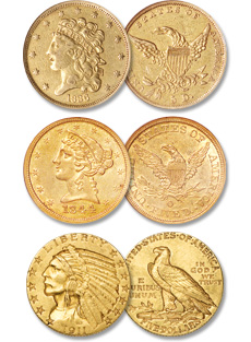 Classic Head Half Eagle, Liberty Head Half Eagle, Indian Head Half Eagle