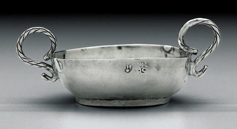 Silver piece showing Hull's and Sanderson's hallmarks