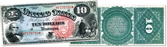 $10 Legal Tender Rainbow Note - Series 1869