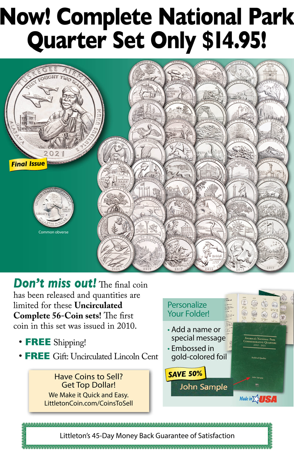 Now! Complete National Park Quarter Set Only $14.95!