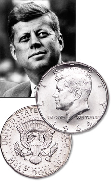 [photo: Production of Kennedy half dollars was underway just two months after President Kennedy's assassination.]