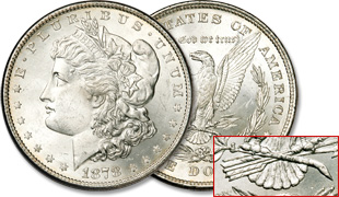 1878 Morgan Dollar, 8 Tail Feathers Reverse