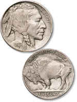 [photo: The Buffalo nickel features a uniquely American motif created by James Earle Fraser.]