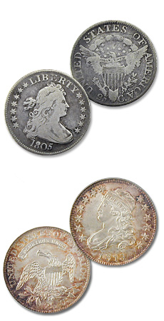The Draped Bust quarter and Capped Bust quarter, featuring Liberty on the obverse, were minted only in Philadelphia.