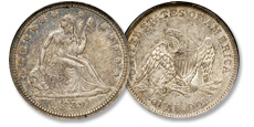 Liberty Seated silver quarters were issued for over 50 years, through the Civil War era and the nation's expansion into western territories.