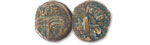 [photo: Bronze Prutah of Antonius Felix, procurator of Judea under Claudius, A.D. 52-59]