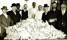 [photo: 1.6 million dollars worth of destroyed paper currency at the U.S. Treasury]