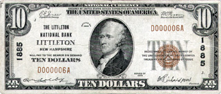 Small-size Littleton National Bank Note