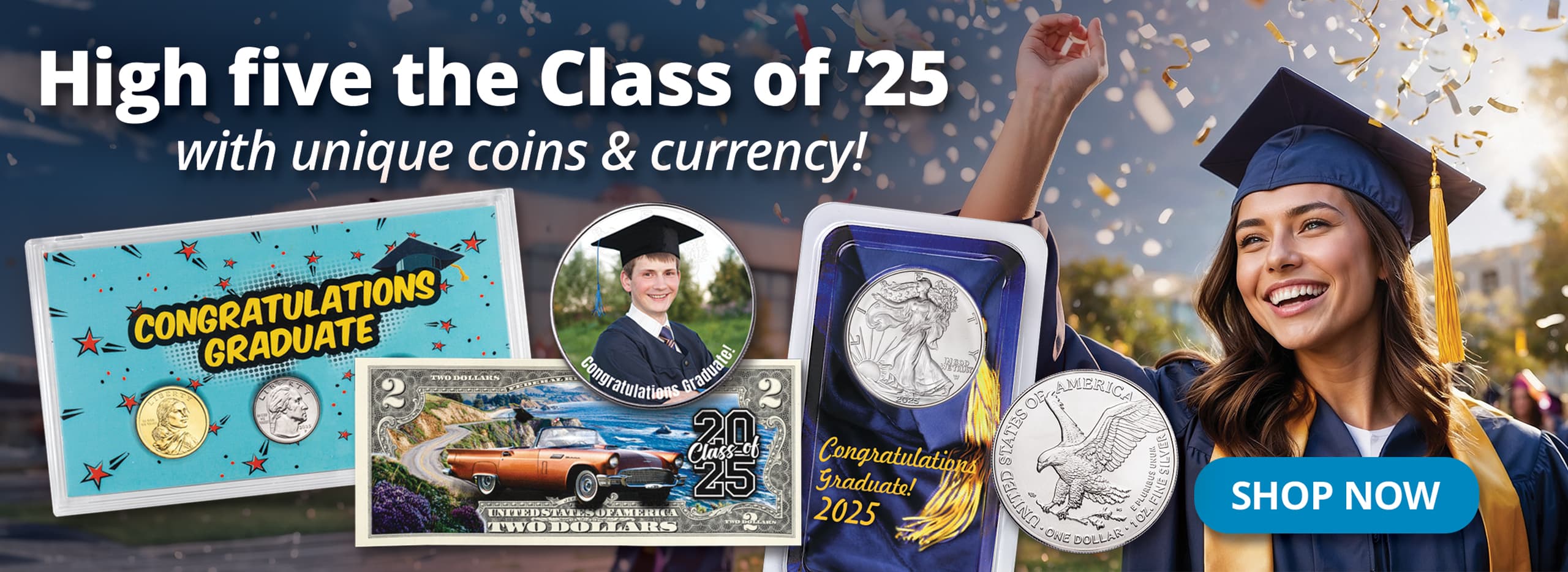 High five the class of '25 with unique coins and currency! – Shop Now