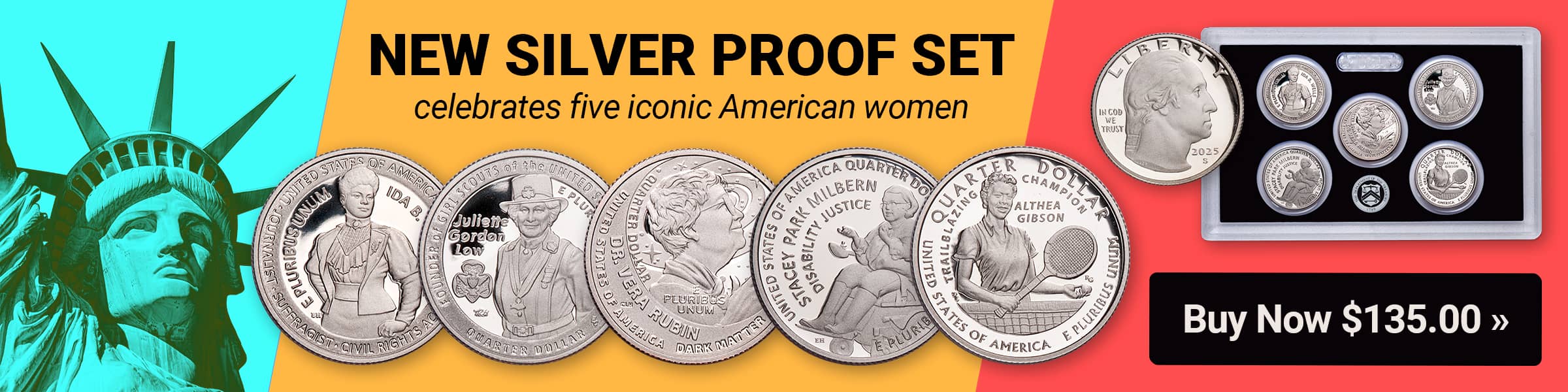 New Silver Proof Set celebrates five iconic American women! Buy Now