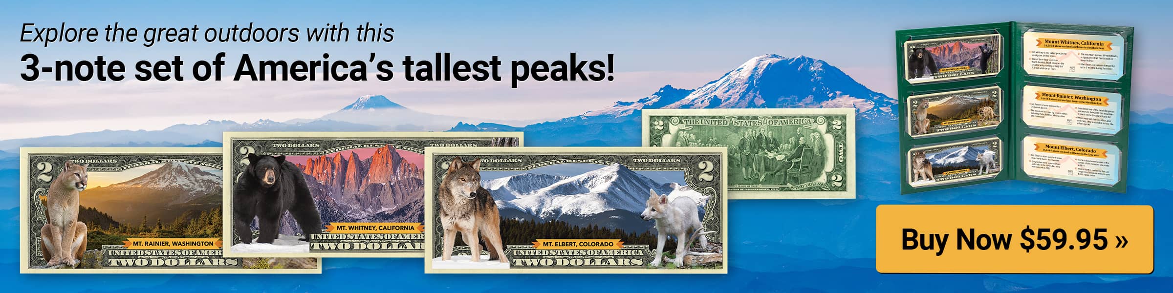 Explore the great outdoors with this 3-note set of America's tallest peaks!